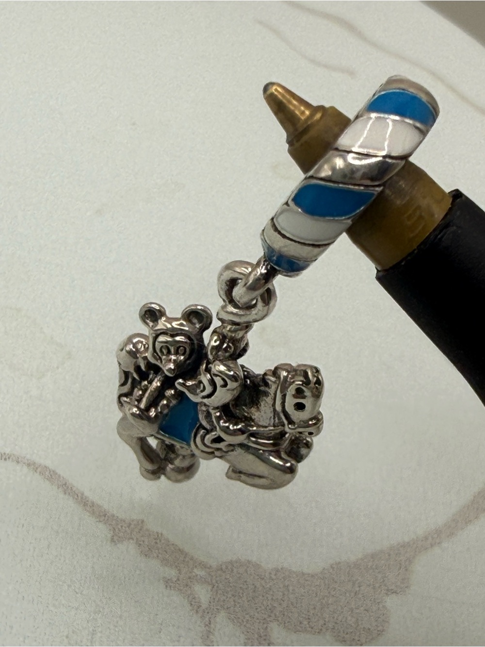 Pandora Disney M&M Blue Stripped Carousel